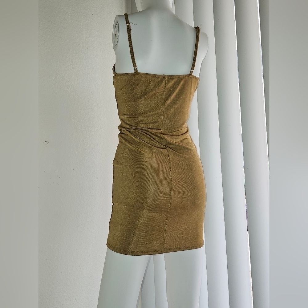 Womens Dress Size S  Gold Draped Cowl Neck - Picture 4 of 12
